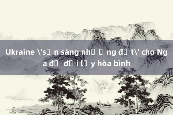 Ukraine 'sẵn sàng nhượng đất' cho Nga để đổi lấy hòa bình